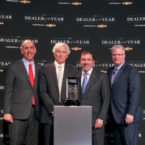 Steve Hill, Chevrolet vice president of U.S. Sales, Lawrence Dimmitt III, owner of Dimmitt Chevrolet in Clearwater, Fla., Alan Batey, Chevrolet executive vice president & president, North America, and Brian Sweeney, U.S. vice president of Chevrolet. Photo provided by Chevrolet. 